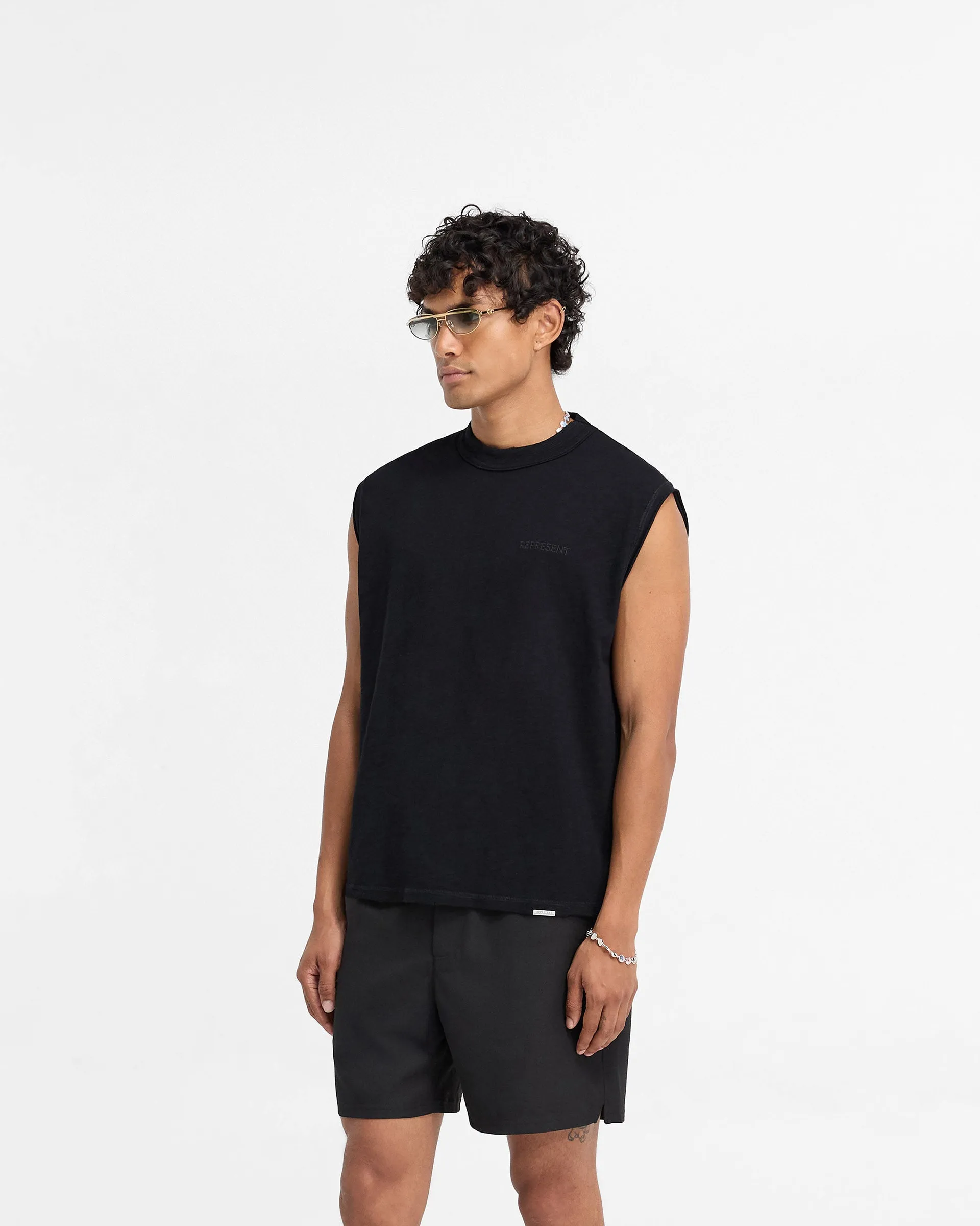 Stylish and Easygoing Slub Tank - Jet Black