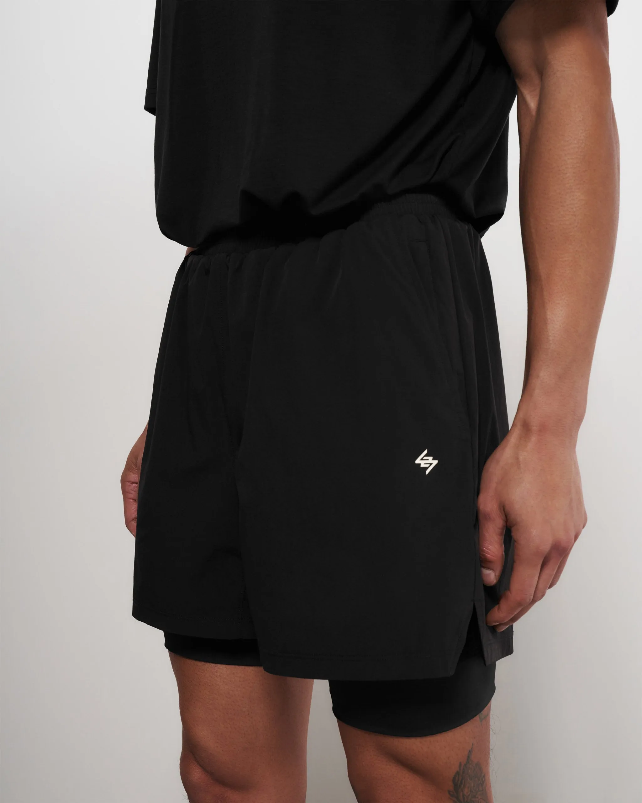Team 247 2-In-1 Shorts - Black Seamless Waistband