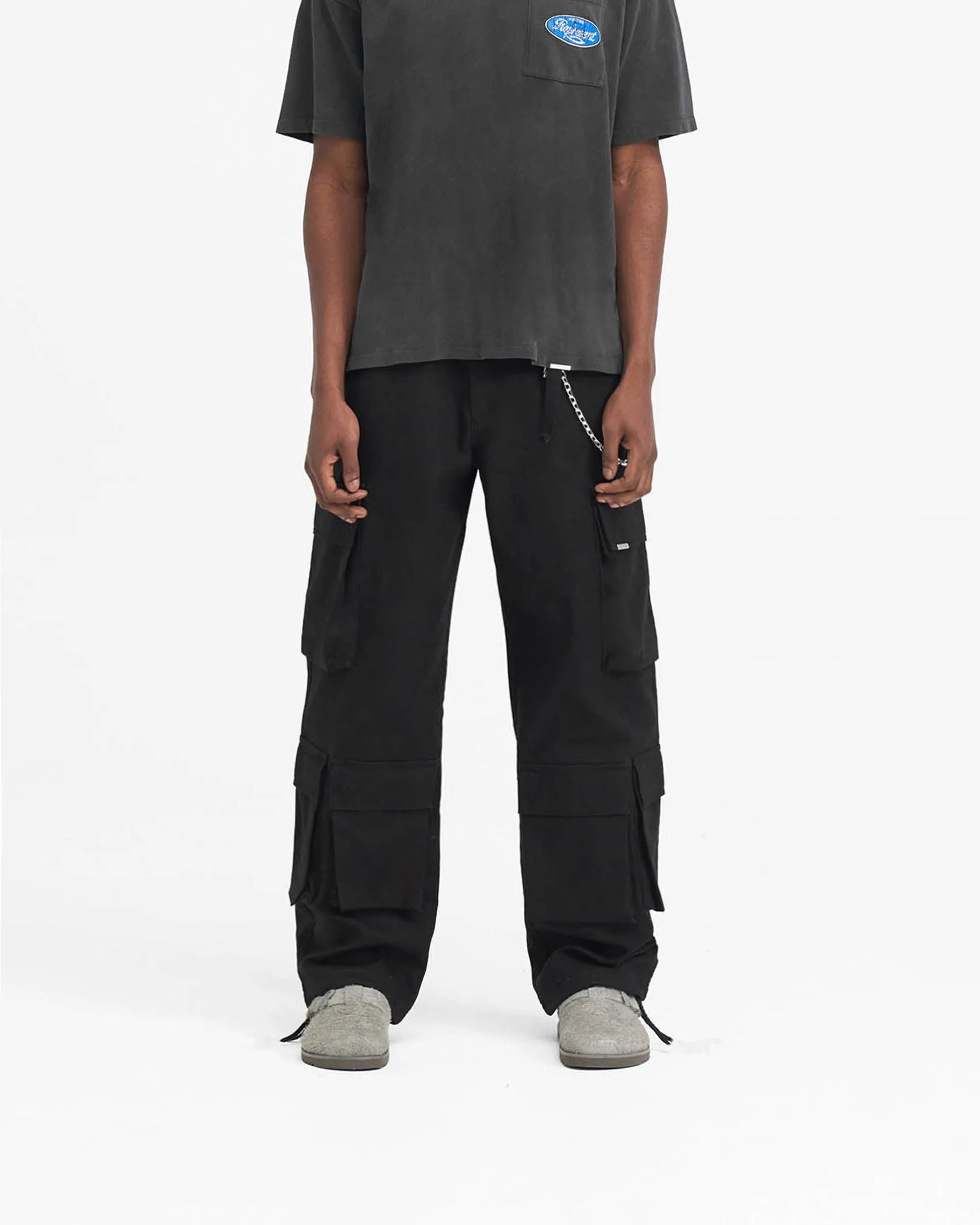 Slim Fit Wear Baggy Cargo Pant - Black