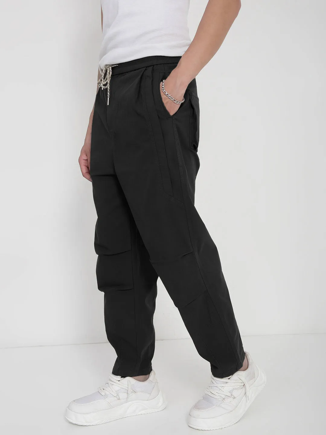 Men's Black Relaxed Fit Trouser Breathable Comfort Design Moisture Wicking Technology