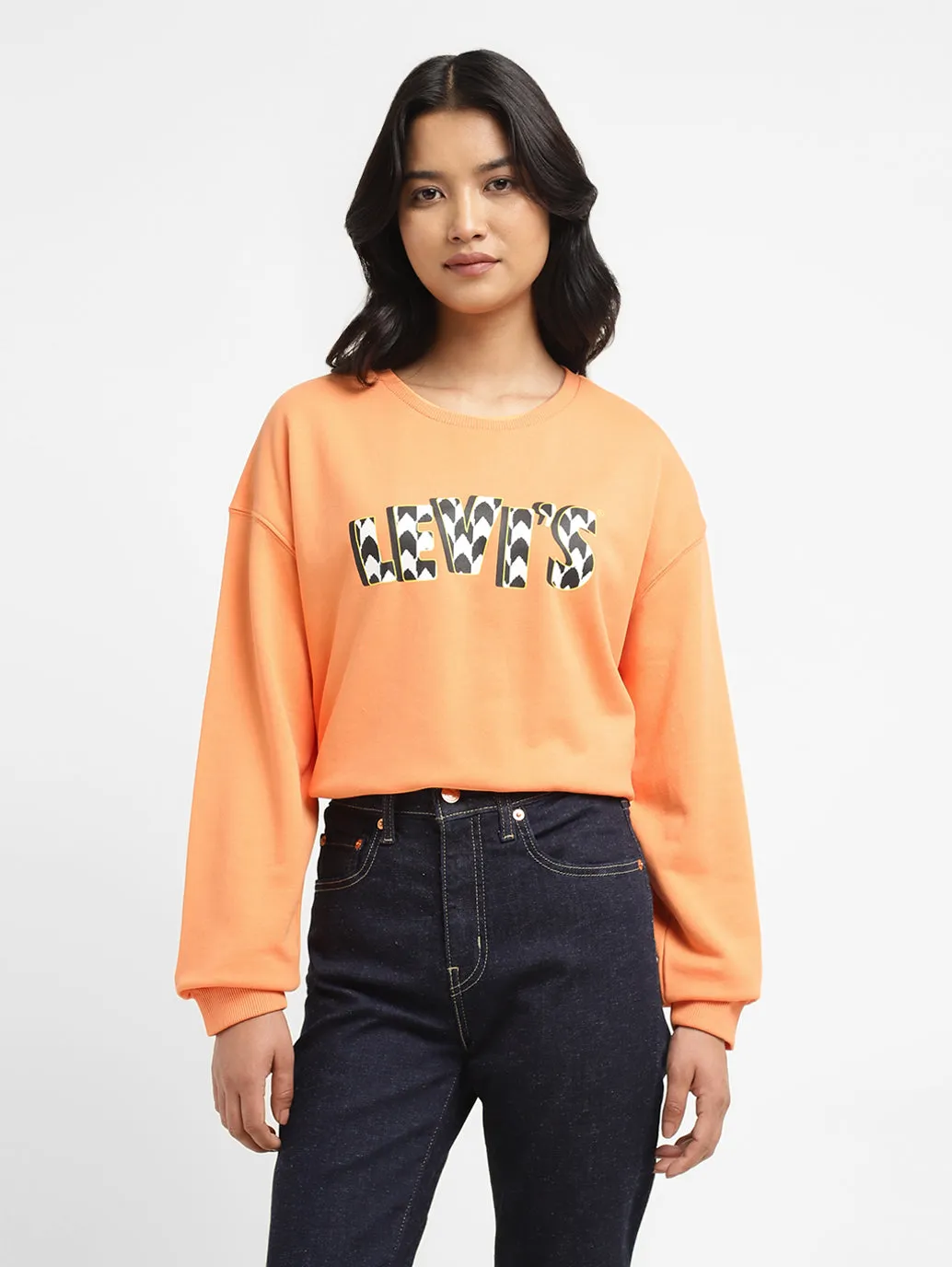 Women's Printed Crew Neck Sweatshirt Poplin
