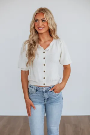 Neriah Cardigan Top - Cream Chill Evening Elegant Look