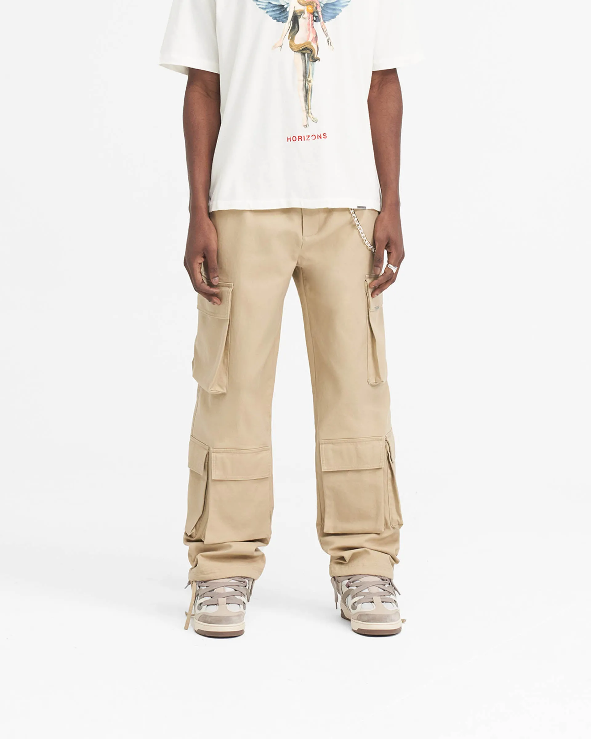 Baggy Cargo Pant - Sandstone Belt loops Gripper Waistband