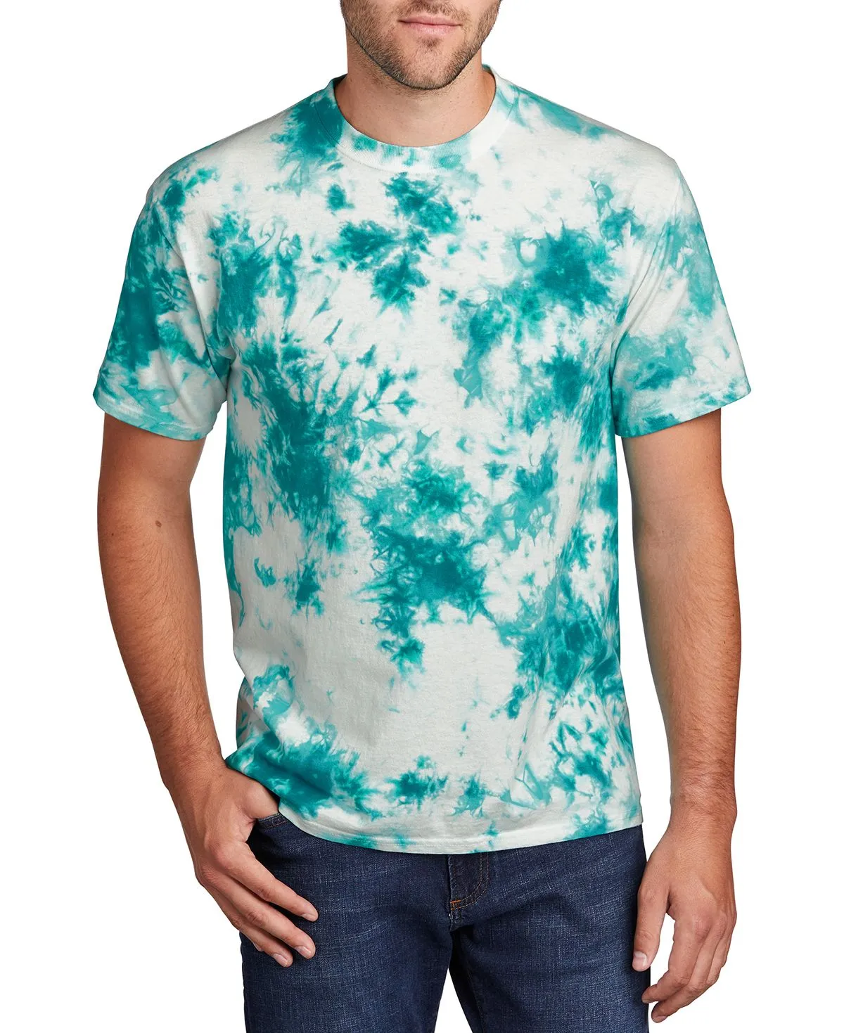 JustBlanks Men's Short Sleeve Crystal Tie-Dye T-Shirt School spirit Chilly Weather Style