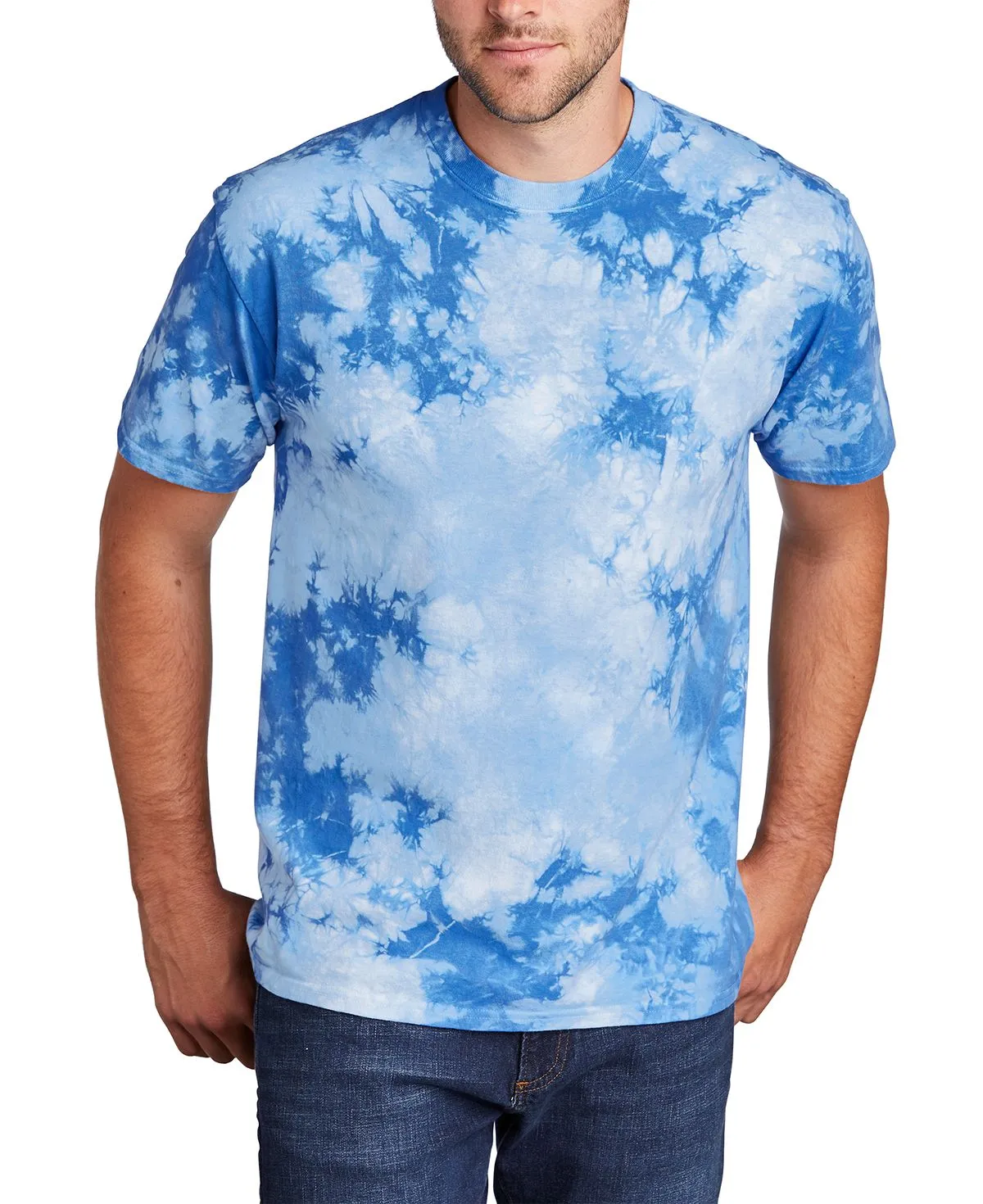 JustBlanks Men's Short Sleeve Crystal Tie-Dye T-Shirt Quick Comfort Street Ready