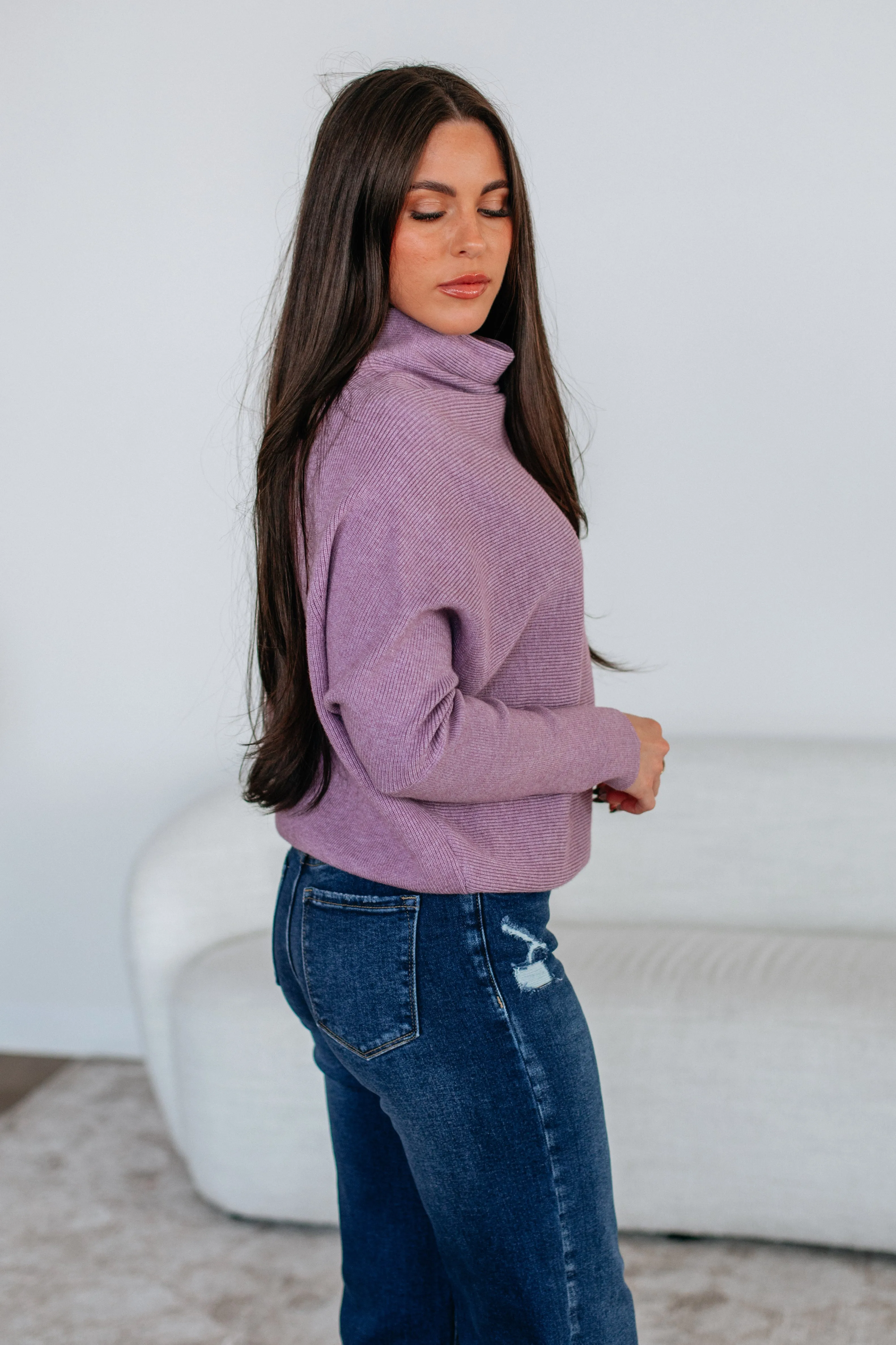 Winter Comfort Gentle Wash Process Gretchen Dolman Sweater - Lavender