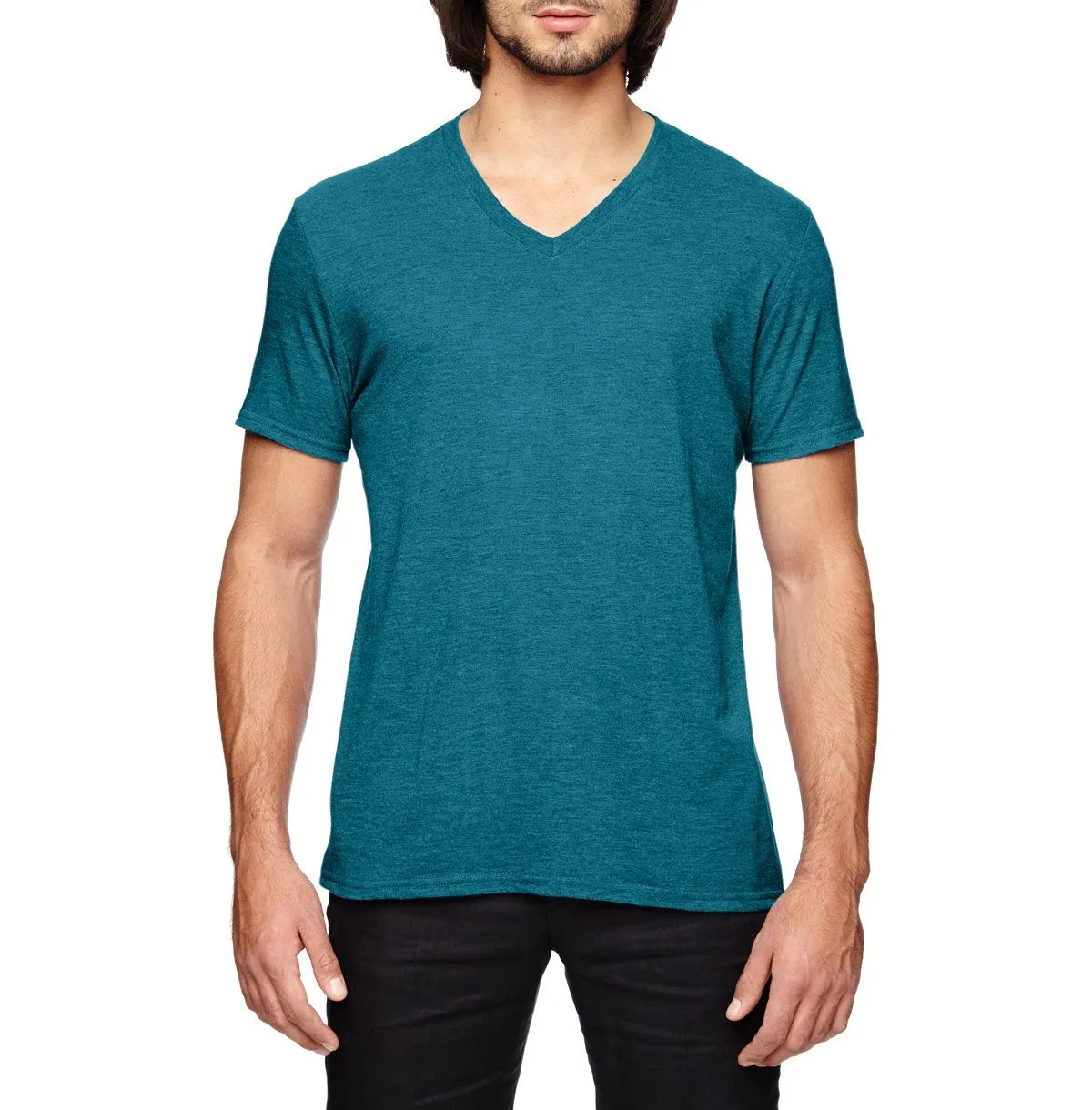 JustBlanks Men's Tri-Blend V-Neck Short Sleeve T-Shirt Premium Comfort
