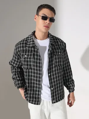 Chic Design Men's Checked Black Relaxed Fit Shirt