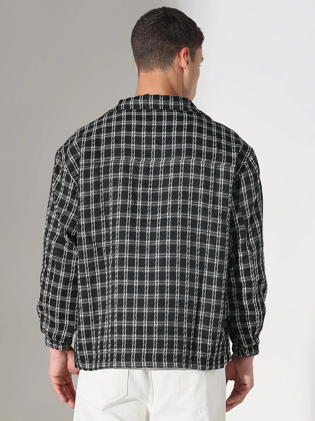 Men's Checked Black Relaxed Fit Shirt Cool and Chic