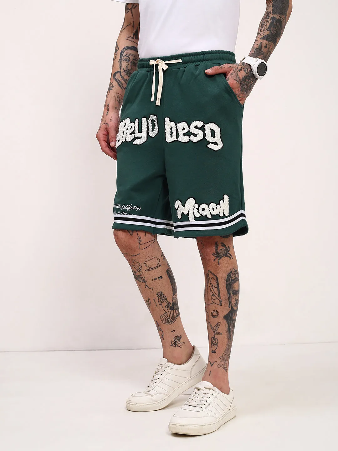 Men's Green Graphic Printed Shorts Quick Style