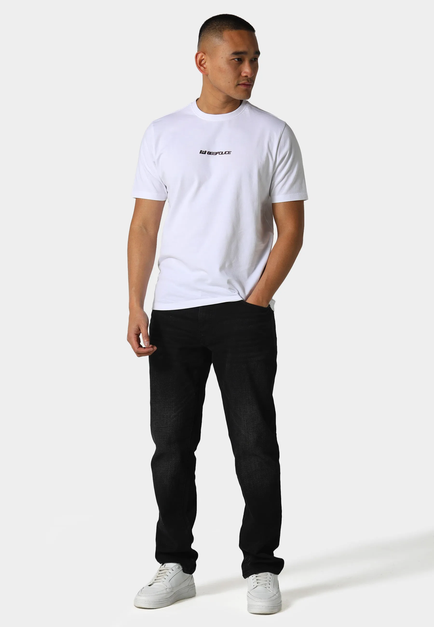 Stratton White T-Shirt Ribbed Collar Design