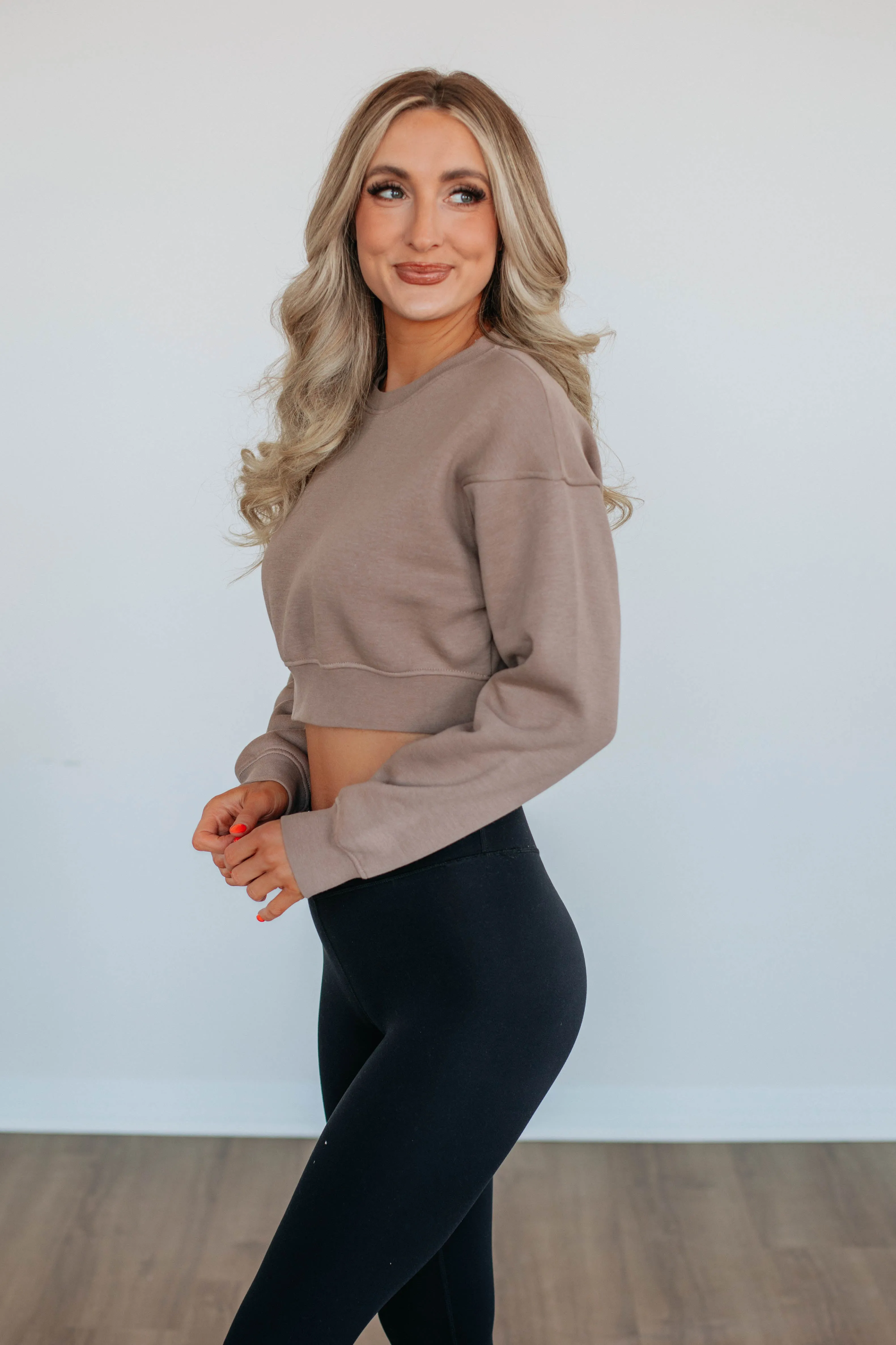 Striped side pocket Noa Lounge Crewneck - Light Mocha