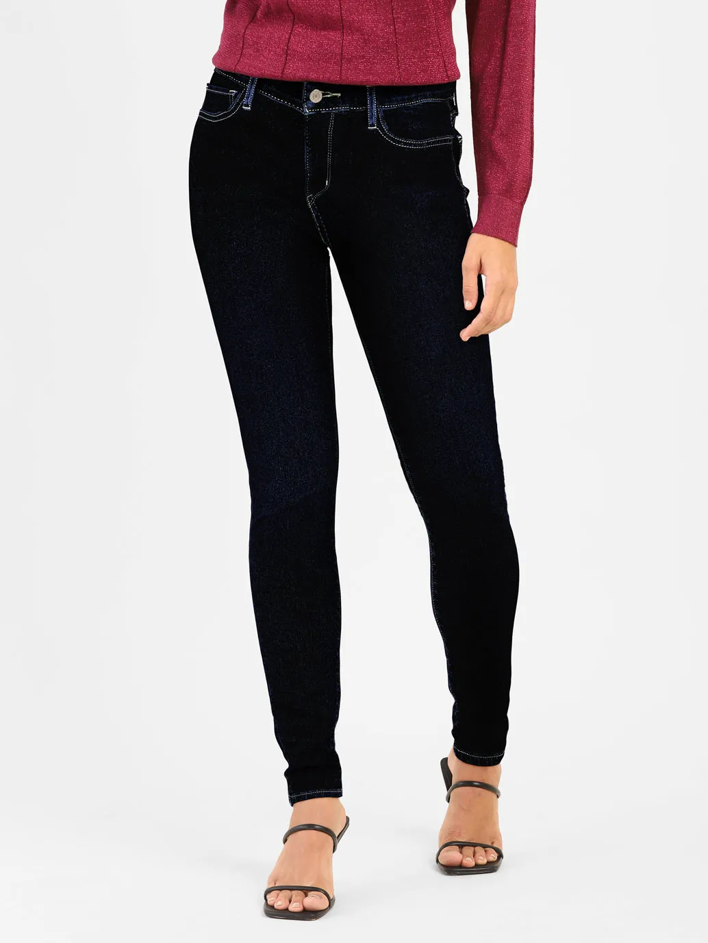 All Season Style Women's 710 Blue Skinny Fit Mid Rise Jeans