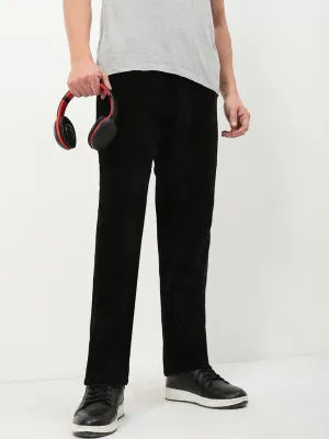Minimal Fit Core Fit Men's Black Solid Straight Fit Trousers