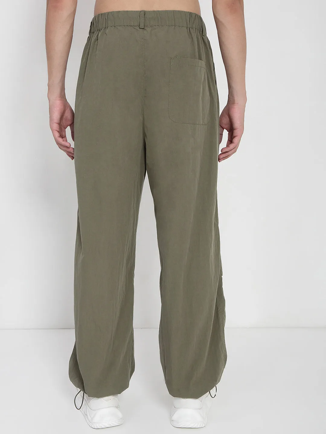 Men's Olive Parachute Trousers No Ride EcoFriendlyBlend