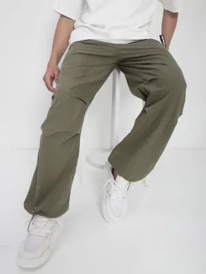 Versatile staple Snag Resistant Fabric Men's Olive Parachute Trousers