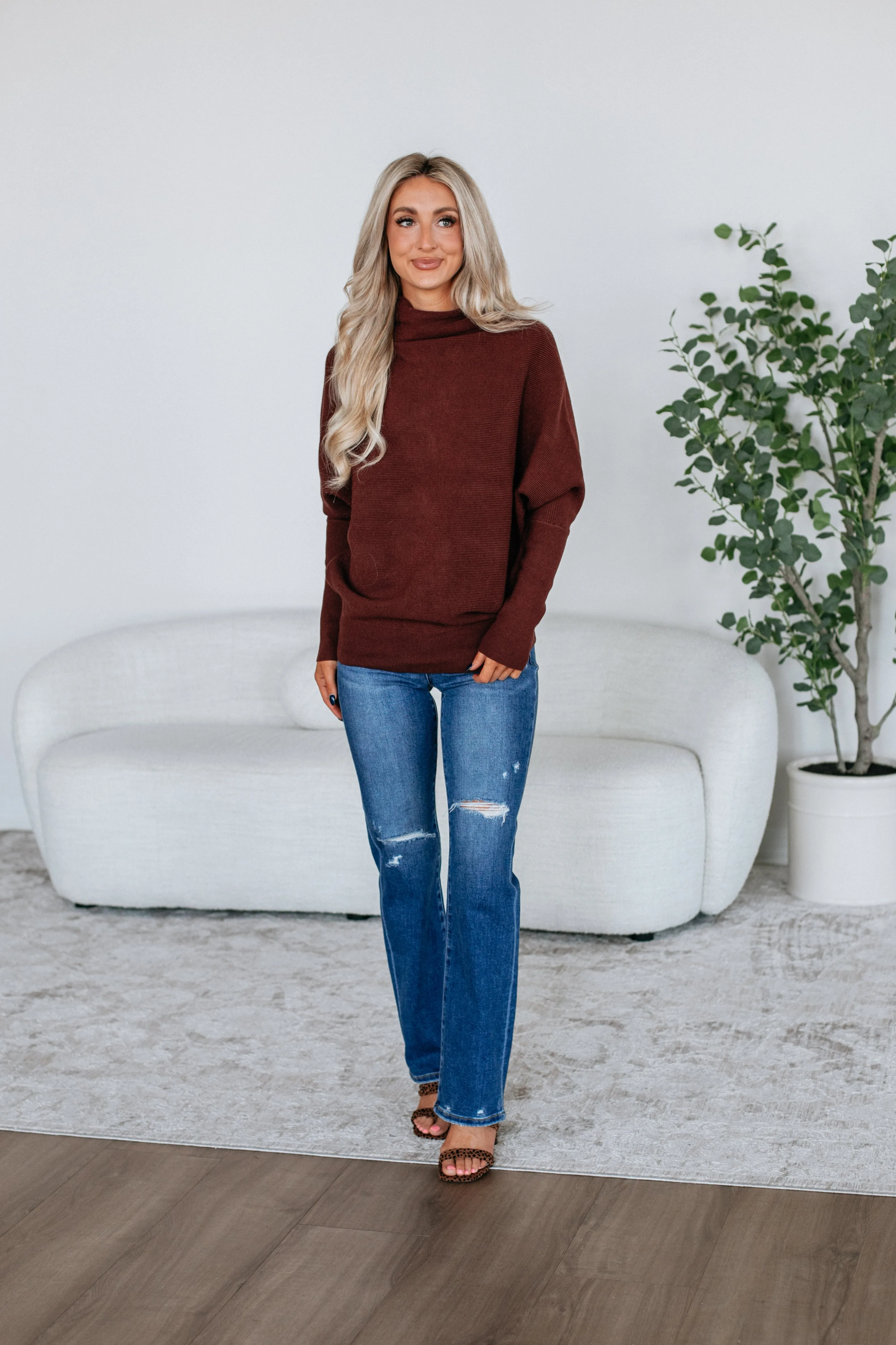 Gretchen Dolman Sweater - Mahogany Daily Warmth