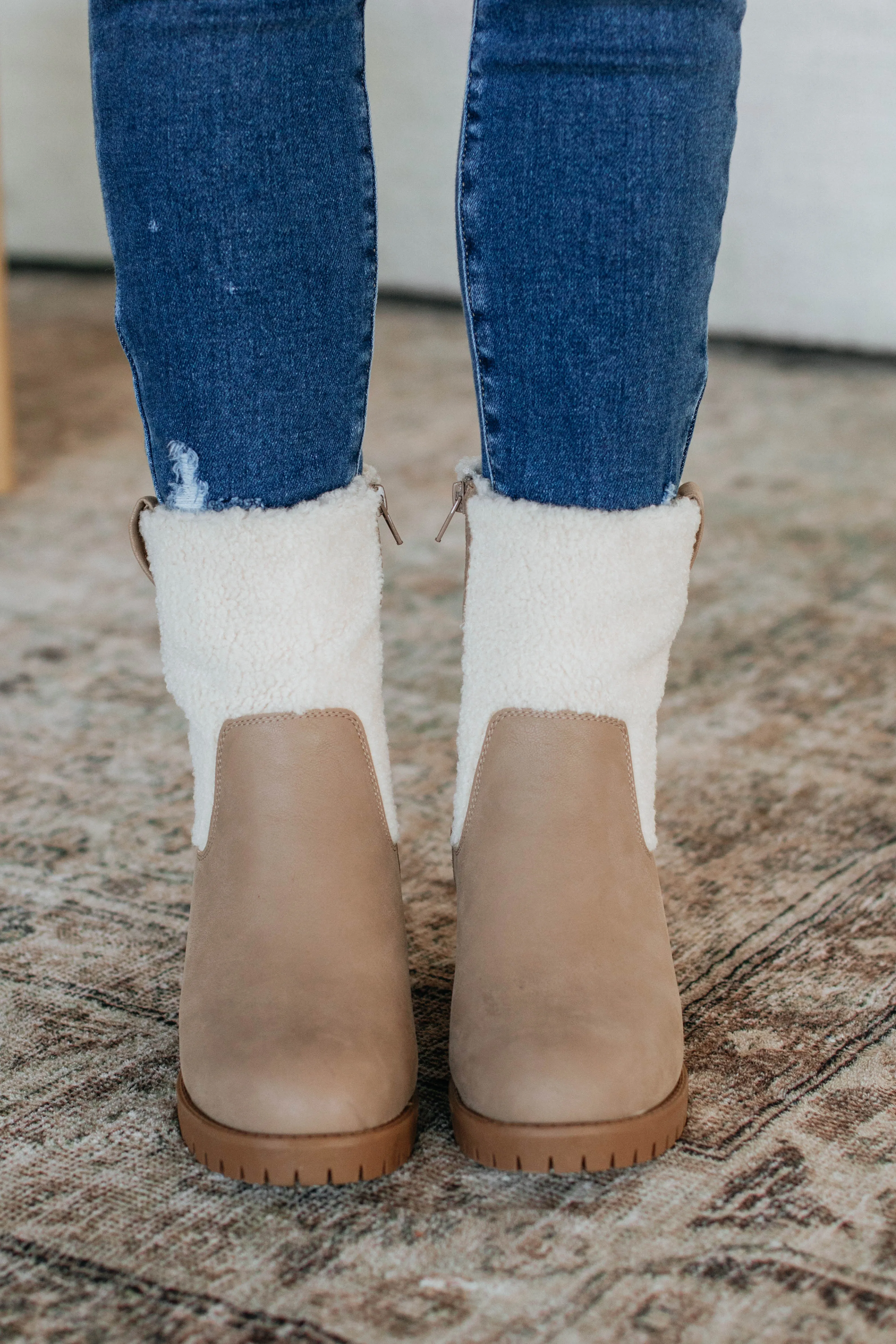 Thinking It Over Boots - Taupe Knitted Warm