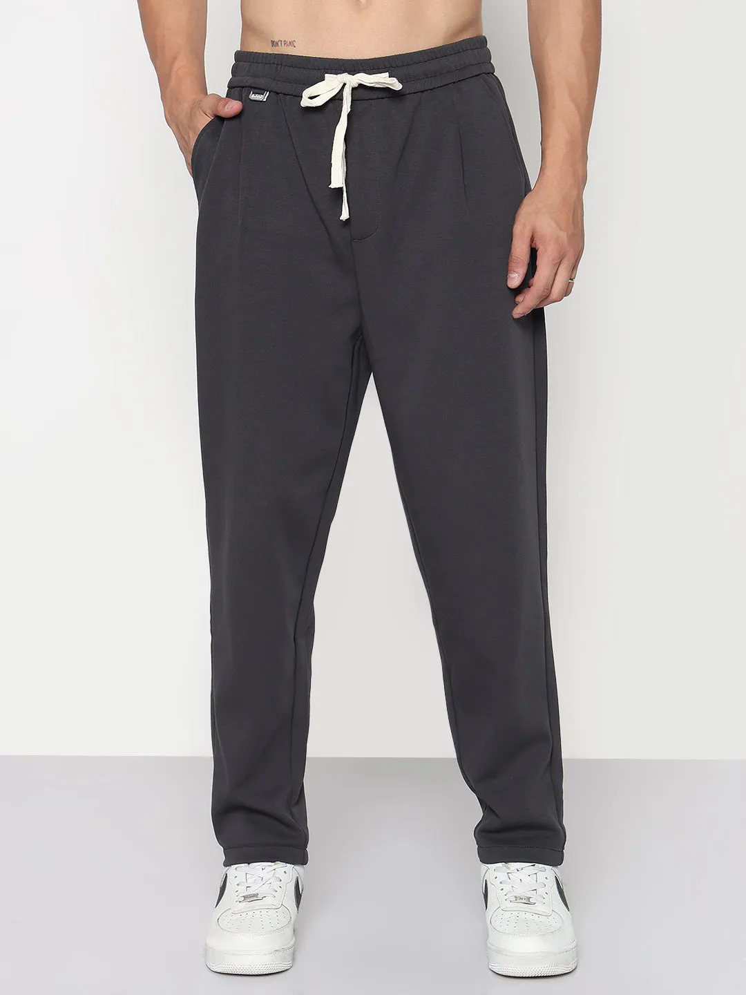 Tangle Free Cuffs Men's Grey Relaxed Fit Trouser