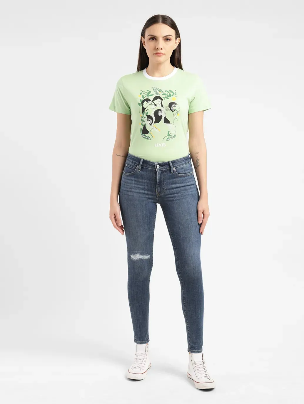 Women's 711 Blue Skinny Fit Mid Rise Jeans Light material