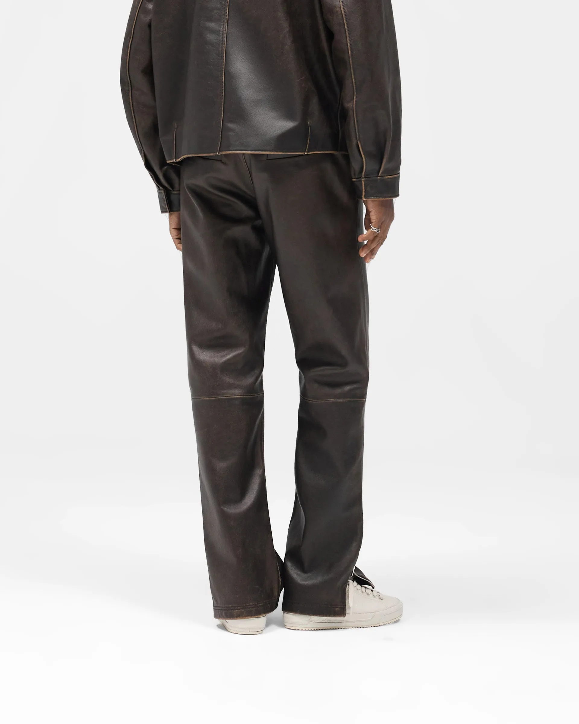 Smart Fit Sunfade Leather Pant - Nero
