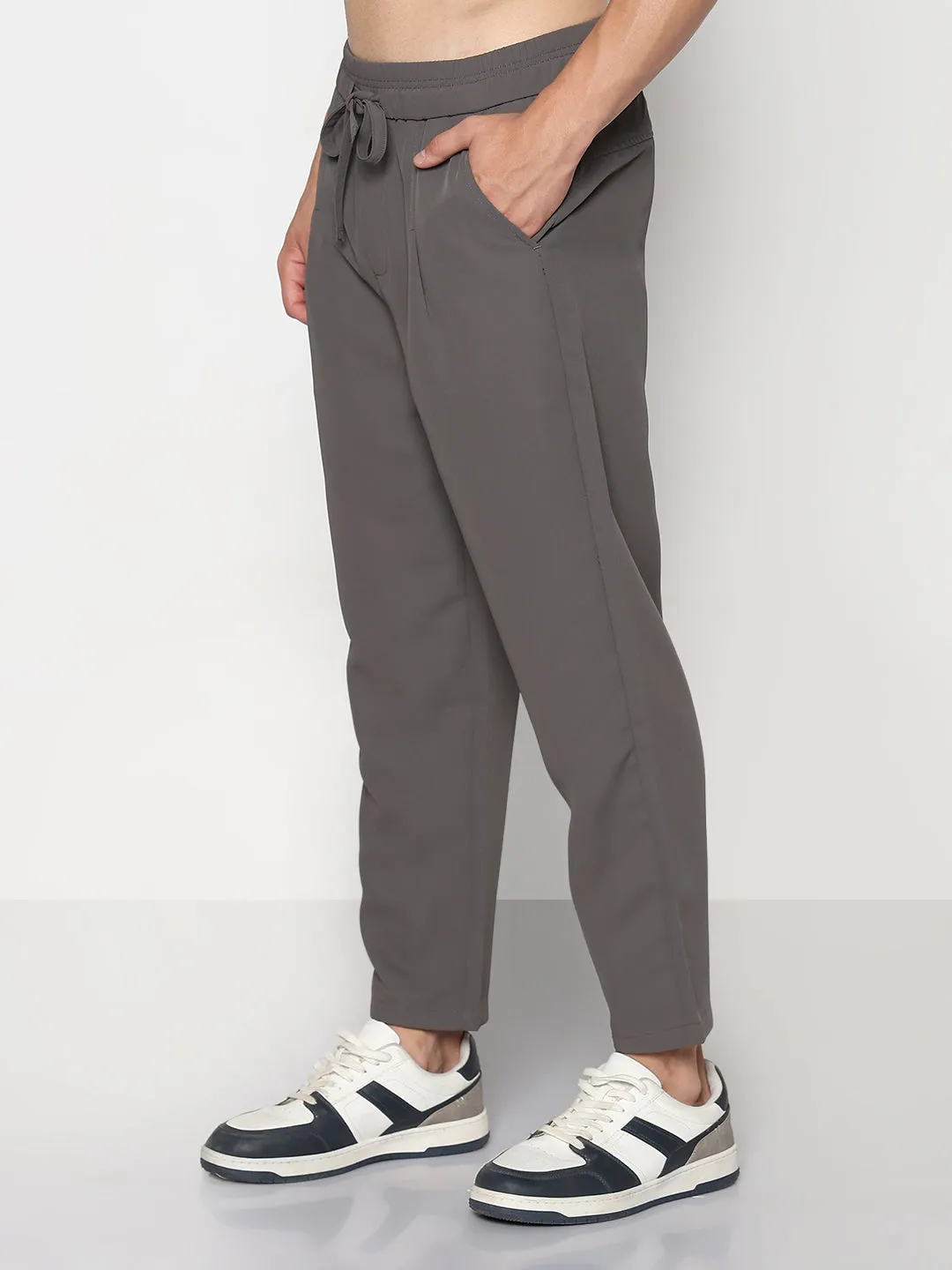 Men's Grey Straight Fit Trouser Neutral Shade