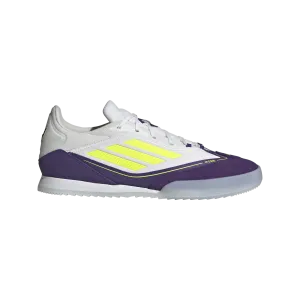 adidas F50 Messi Freestyle Indoor Soccer Shoes | Cloud White-Lucid Lemon-Purple | Men's Thermal Regulation Lining