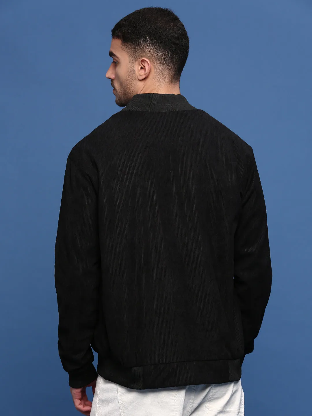 All Year Compression Layer Men's Black Corduroy Windcheater Bomber Jacket