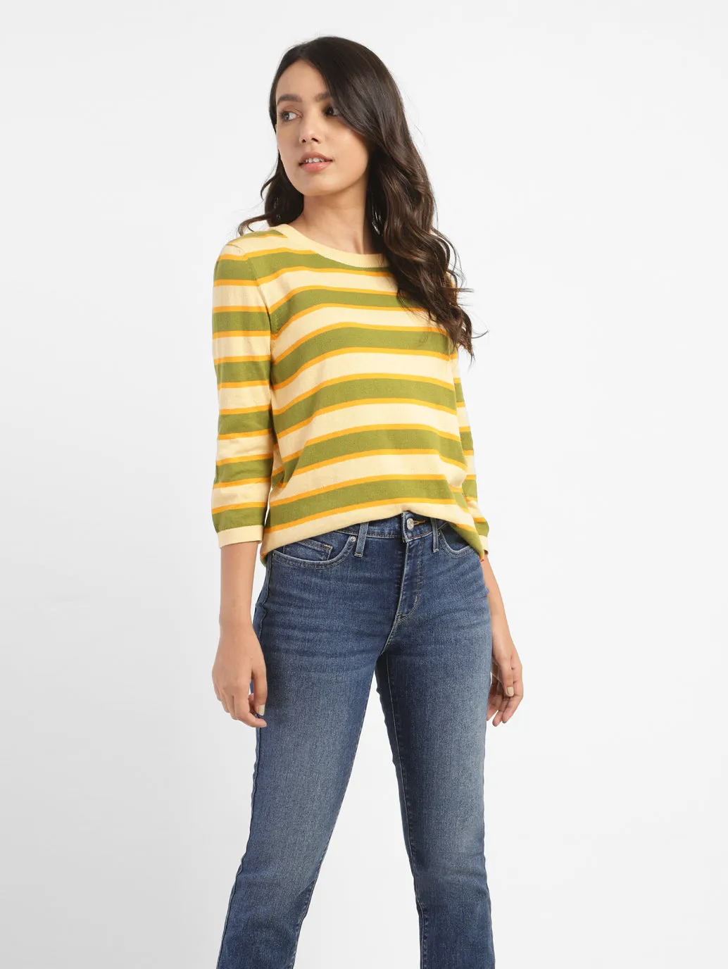 Layer Comfort Basic Layer Women's Striped Round Neck Sweater