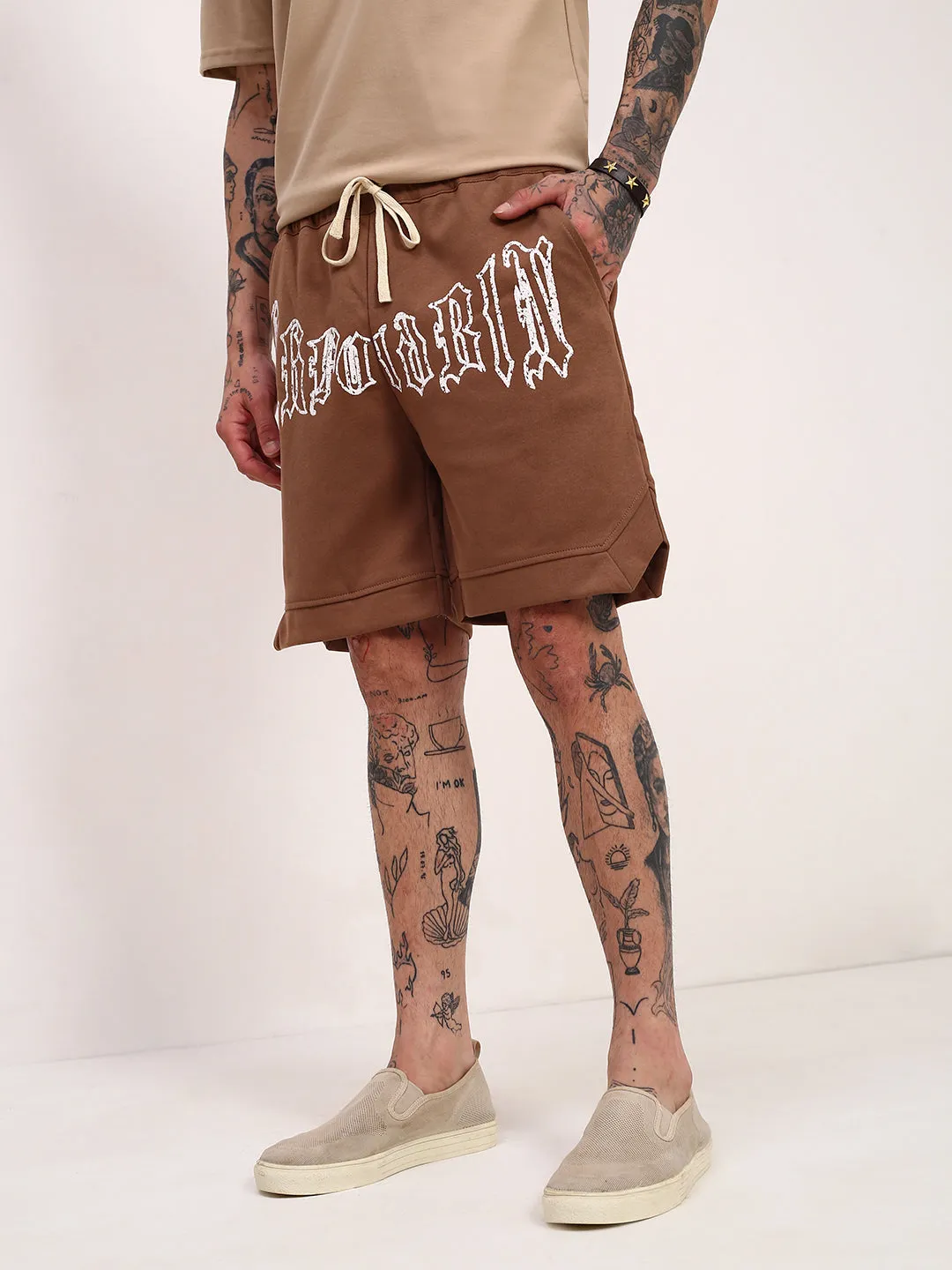 anti static coating Men's Brown Graphic Shorts
