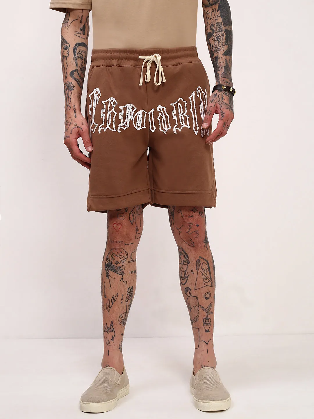 Men's Brown Graphic Shorts Polyester shorts holiday apparel