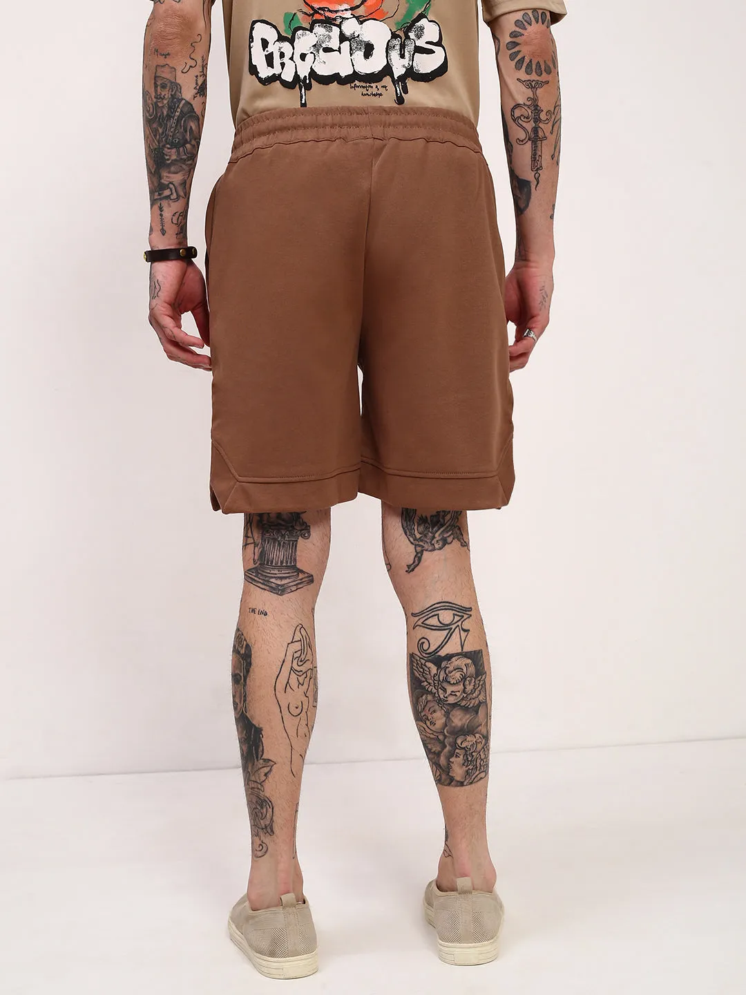 Casual Flex Fit Exclusive Design Men's Brown Graphic Shorts