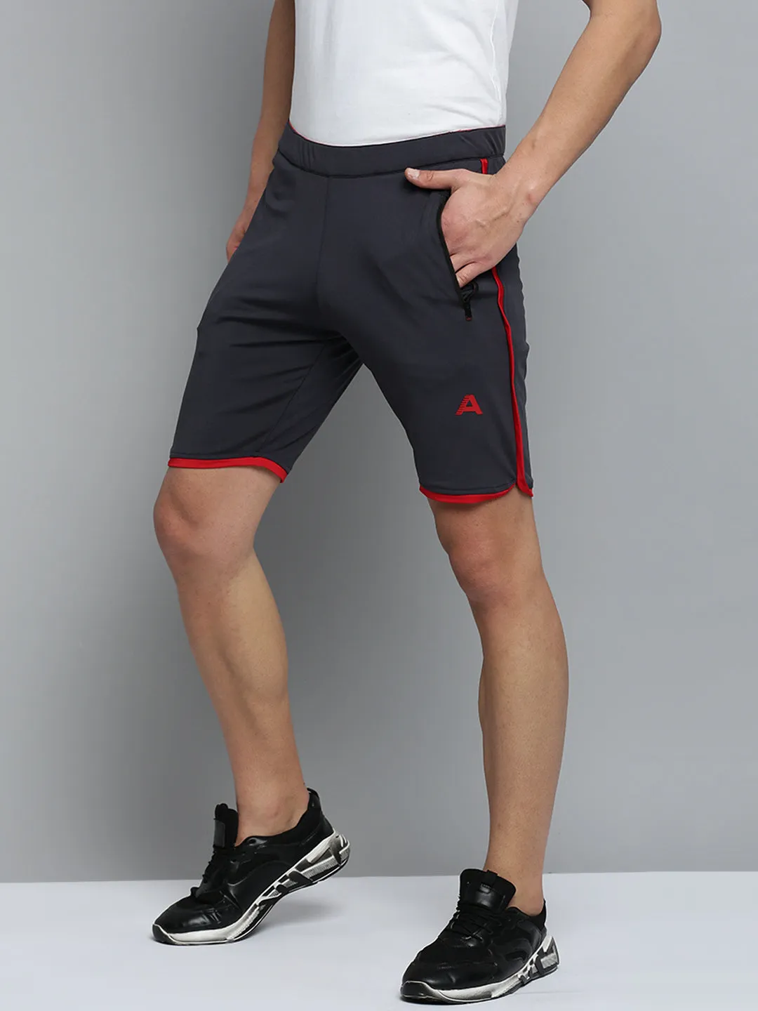Men's Grey Regular Fit Sports Shorts Breathable Comfort