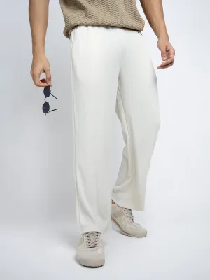 Premium Stretch Men's Off White Relaxed Fit Trousers