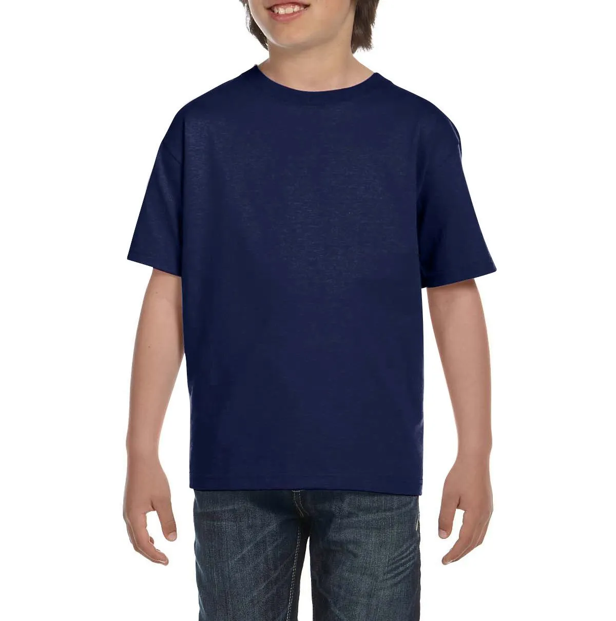 back to school JustBlanks Youth Short Sleeve Crew Neck T-Shirt with Taped Neck and Shoulders
