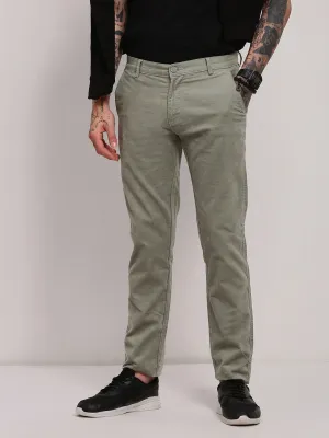 Men's Green Solid Cotton Trousers AllDayCompression Urban Style
