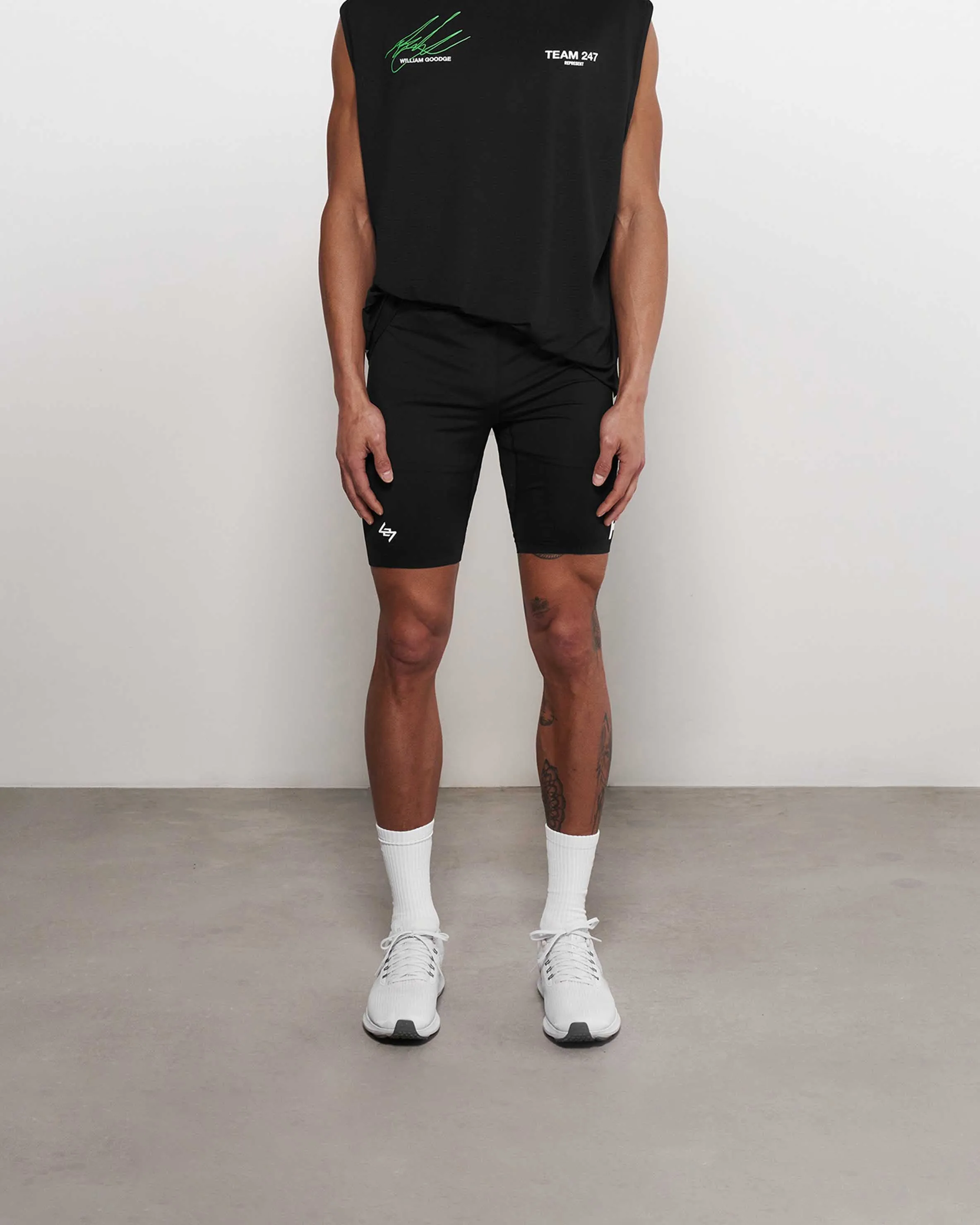 Gusseted Crotch Elastic waist Team 247 Half Tight - Black