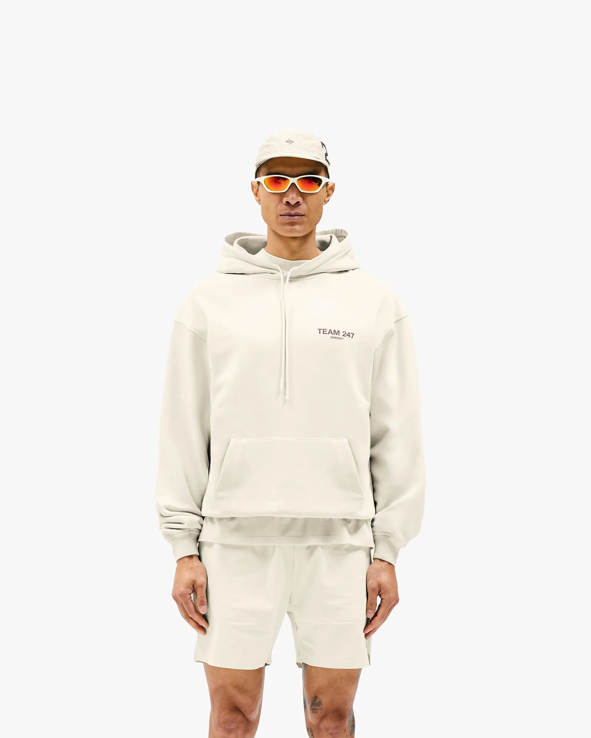 Cotton Blend Team 247 Oversized Hoodie - Cream