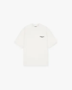 Team 247 Oversized T-Shirt - Flat White Stone Wash Process Minimal Fashion