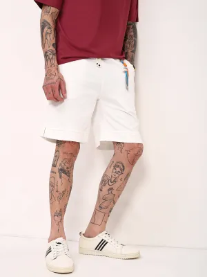 Home Wear Temperature Regulating Material Men's White Mid - Rise Shorts