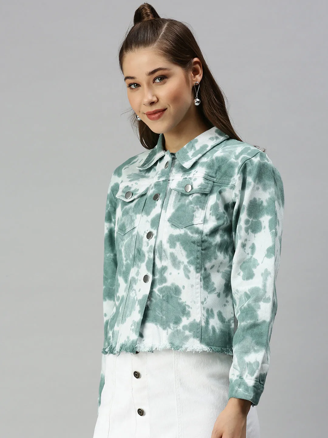 Women's White Tie Dye Denim Jacket Jackets NoiseFreeMaterial