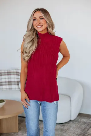 Sophia Sweater Top - Cranberry Durable Weave