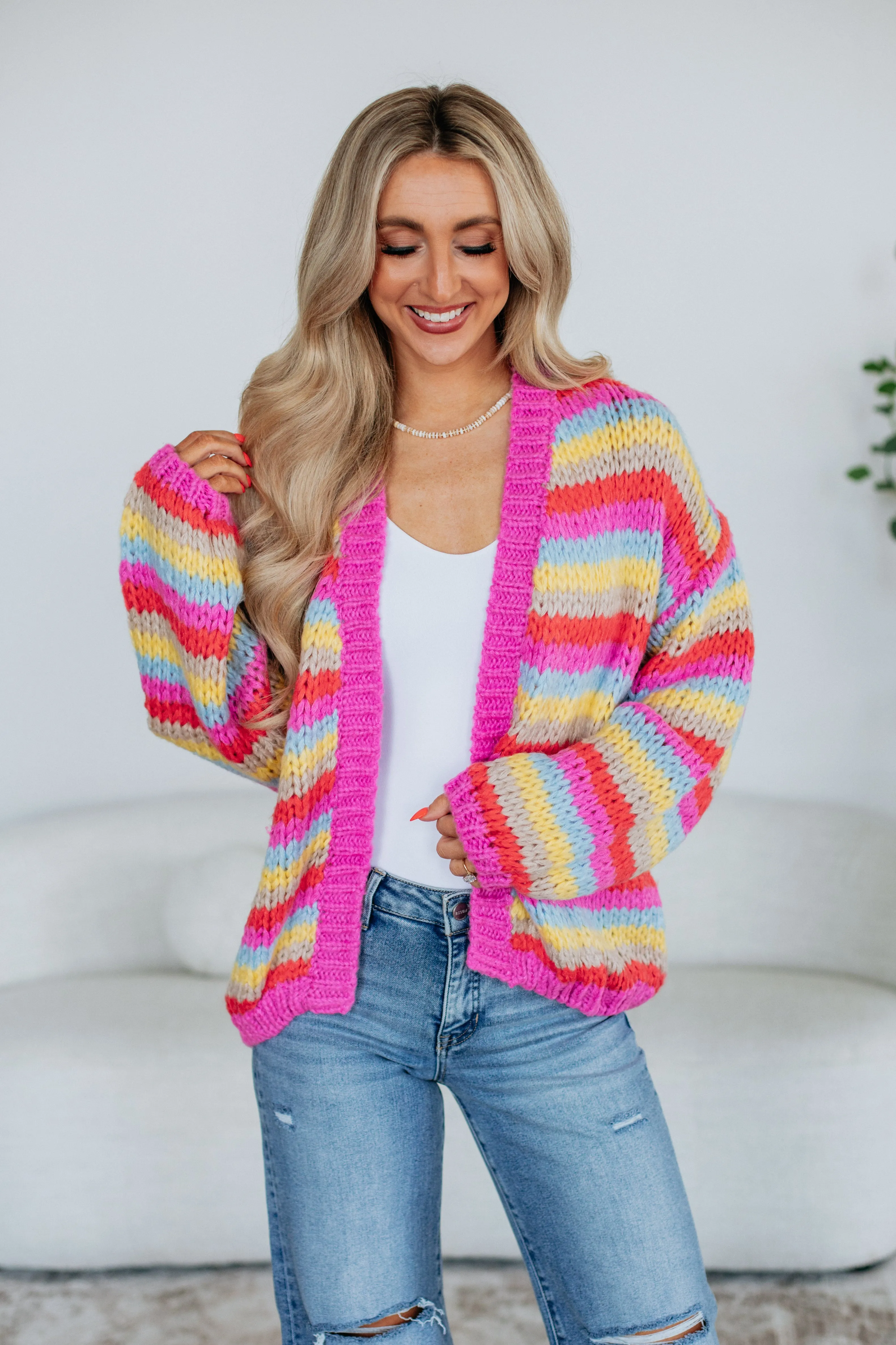 Noella Striped Cardigan Daily Comfort Balanced Stretch Structure