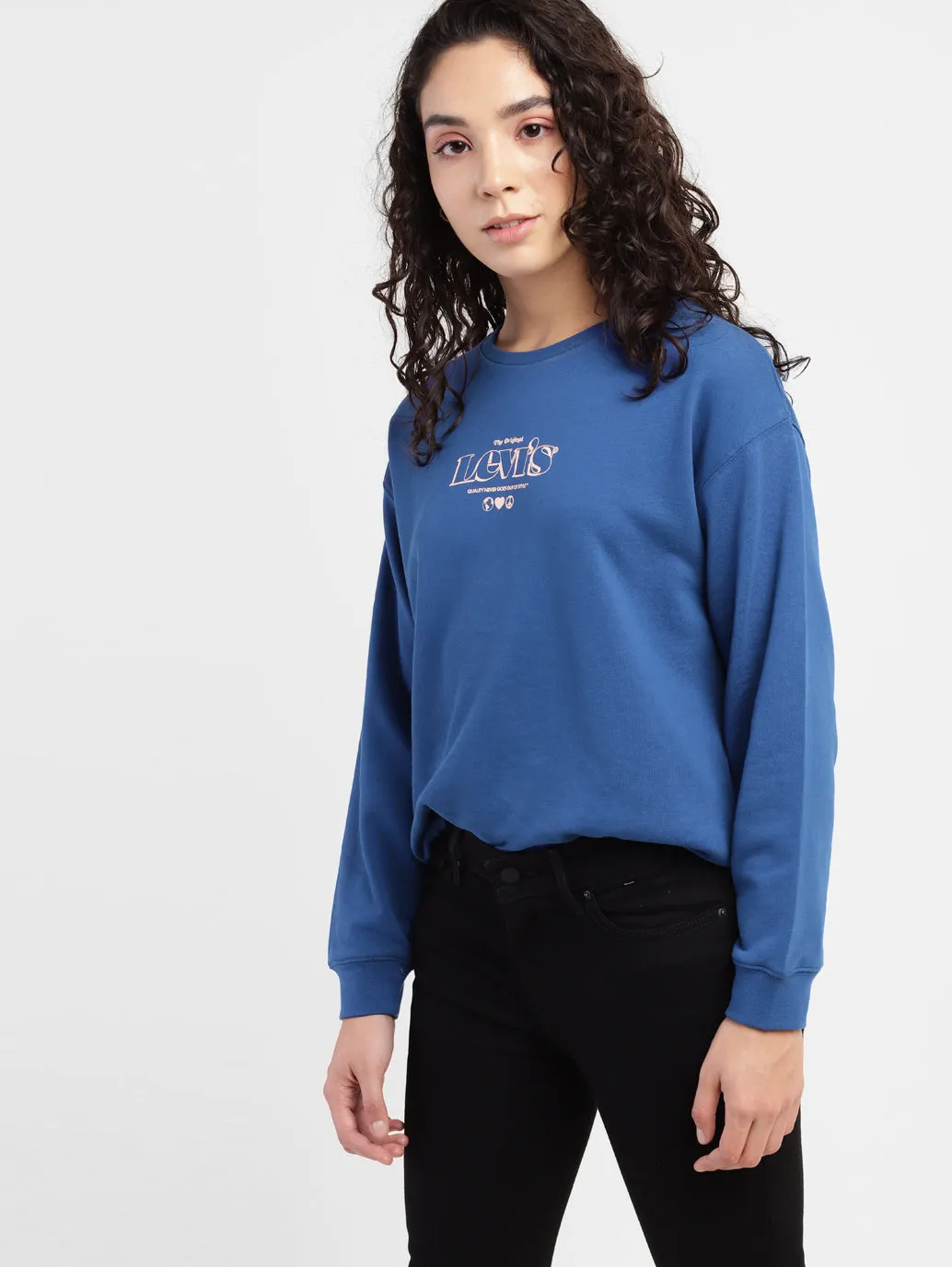product formal casual balance Street Minimal Women's Brand Logo Round Neck Sweatshirt