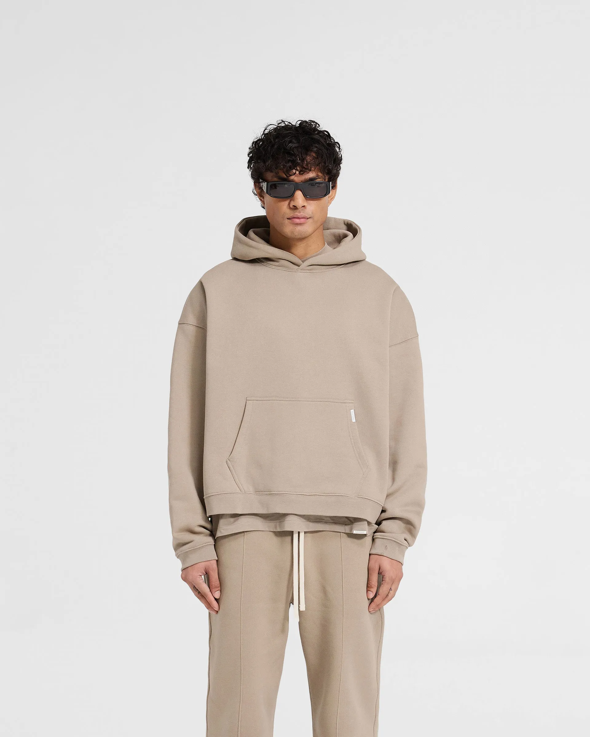 product party ready excitement Initial Boxy Hoodie - Dune