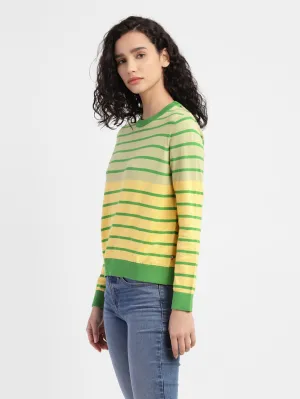 Women's Striped Multicolor Crew Neck Sweater Stylish Comfort