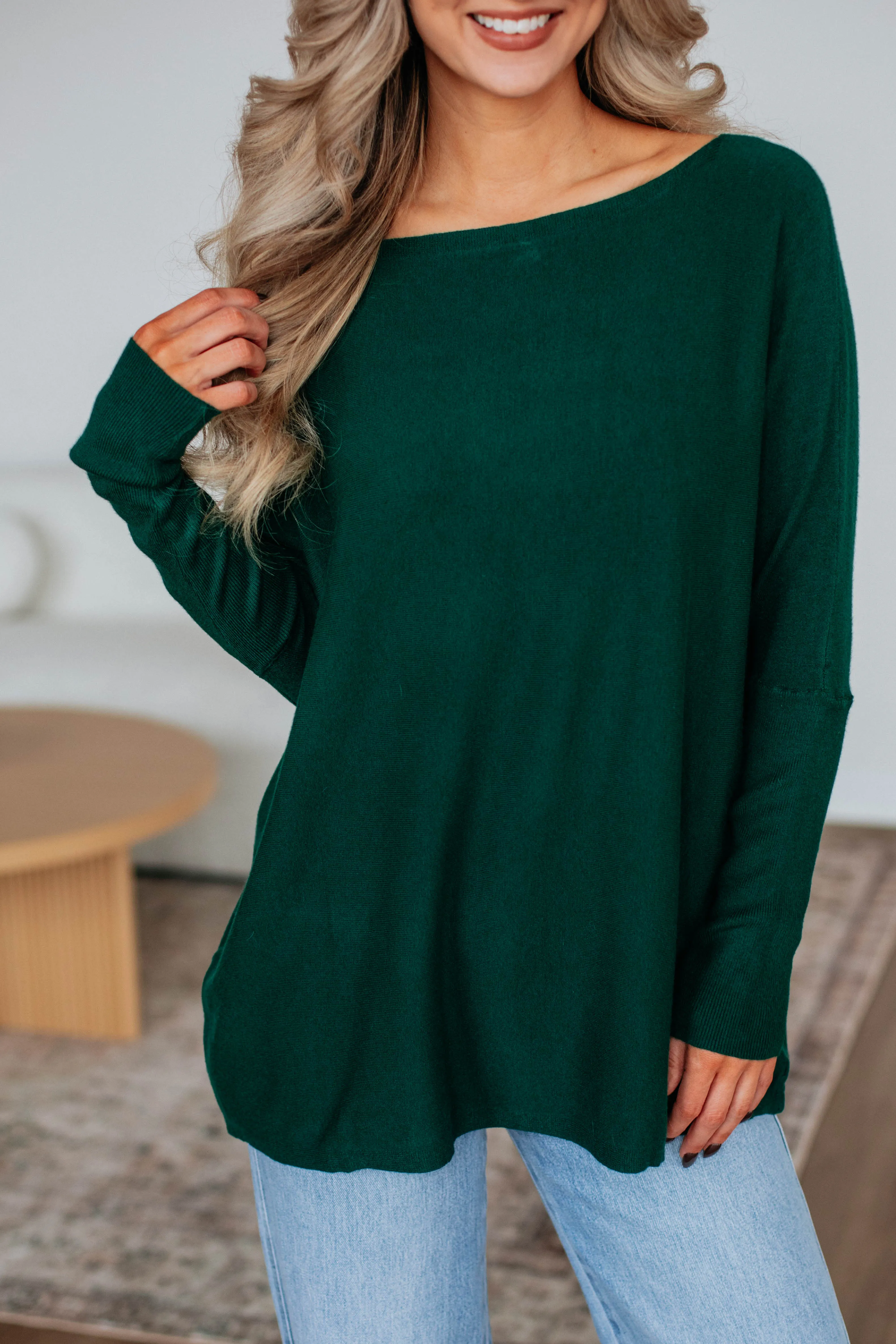 Double Layer Thermal Timeless Basic Edella Sweater - Hunter Green