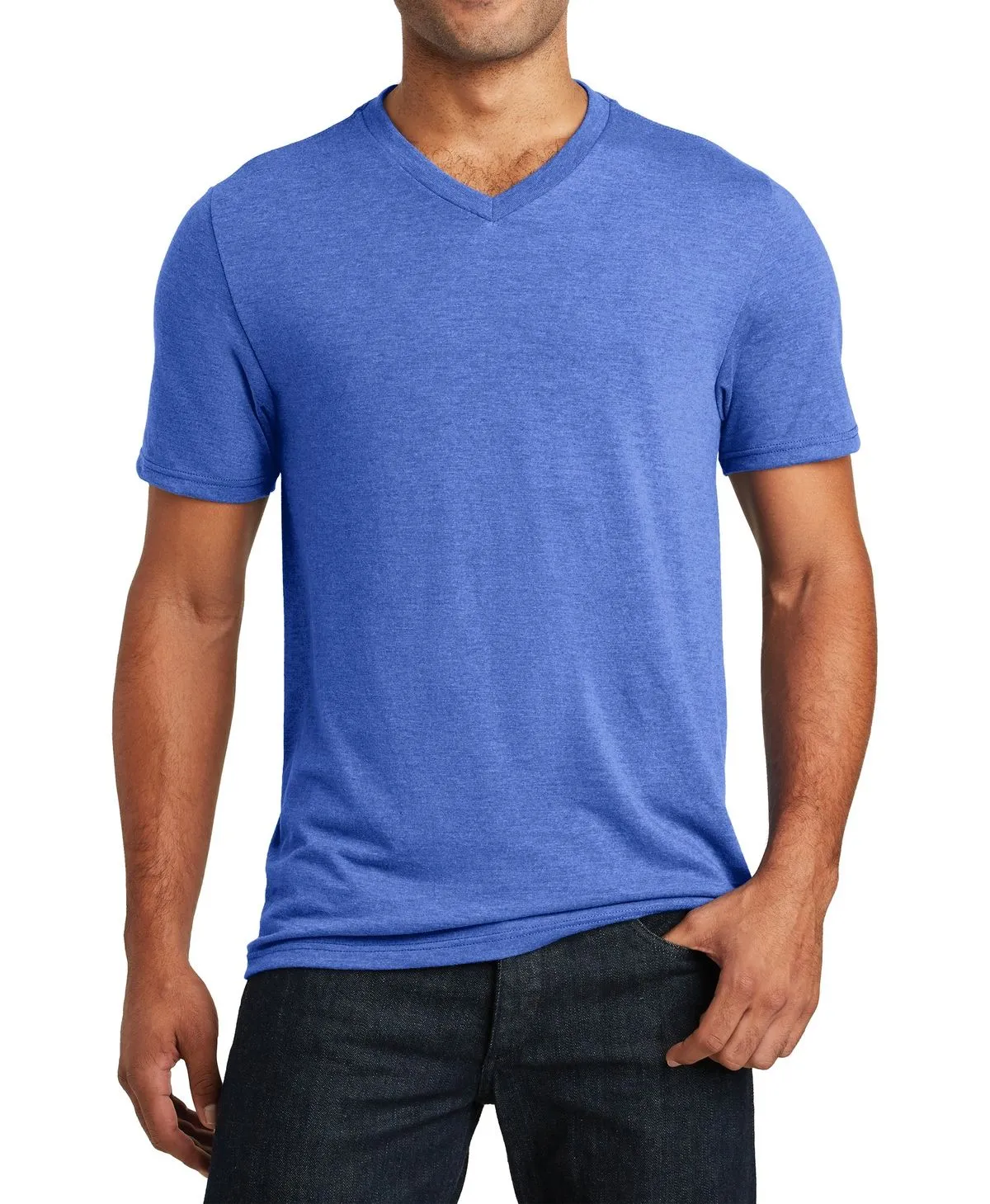 JustBlanks Men's Tri-Blend V-Neck Short Sleeve Tee Beaded details
