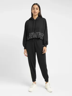 product skiing suitable agility Tall Length Women's Brand Logo Black And White Hooded Sweatshirt