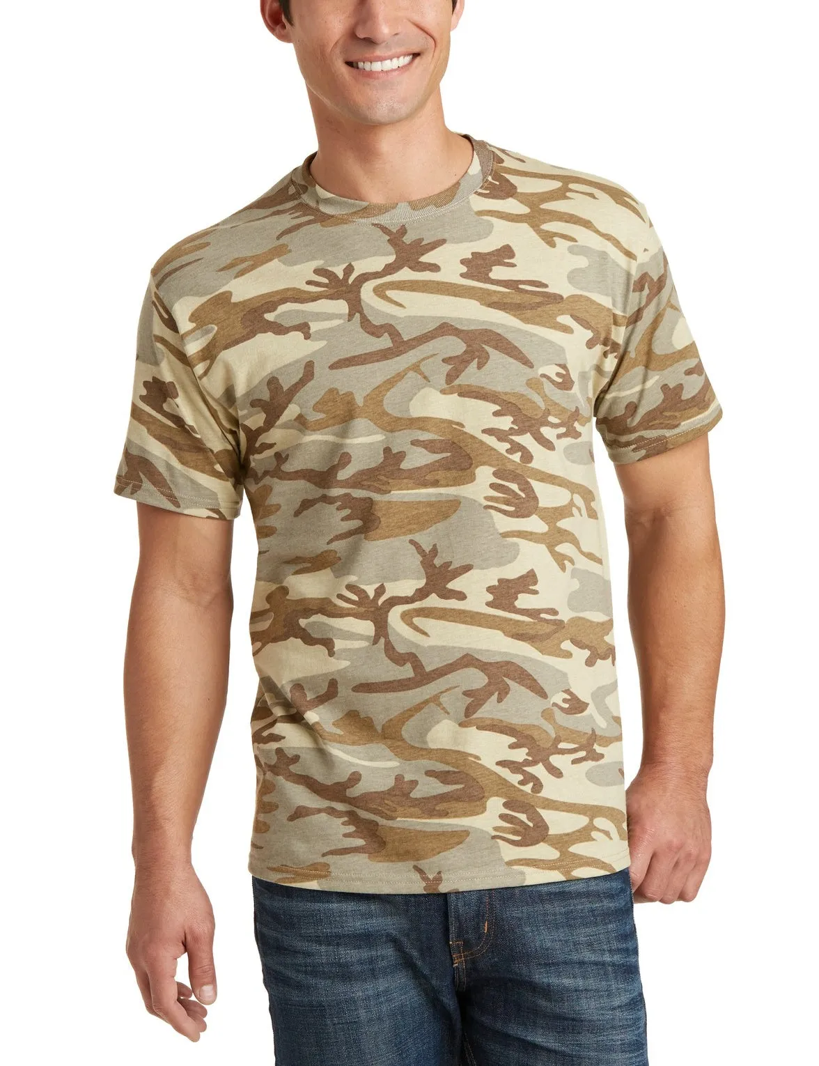 JustBlanks Men's Short Sleeve Core Camo Cotton Crew Neck T-Shirt Cool Vibes